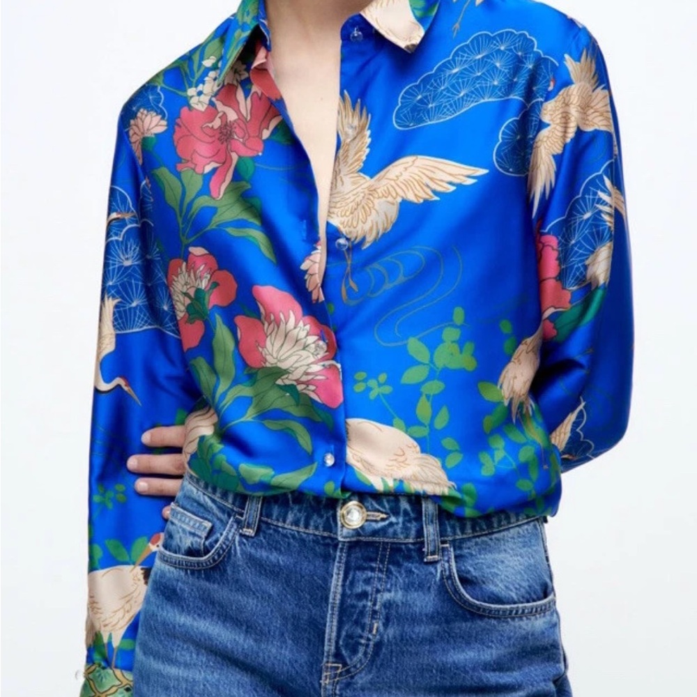 Floral Jewled Zara Button Up